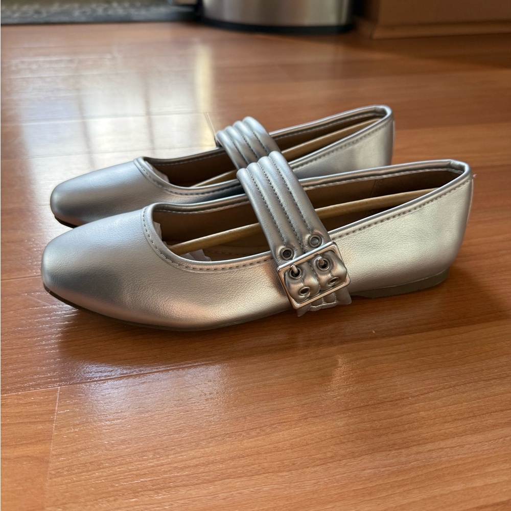 Metallic silver Mary Jane ballet flats Women's sonoma 7.5 - Picture 5 of 8